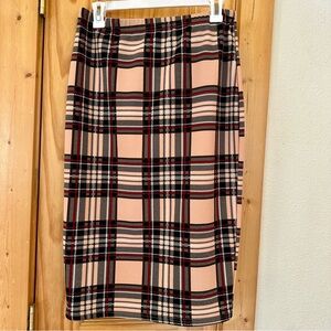 Plaid Pencil Skirt in Black and Tan Large L